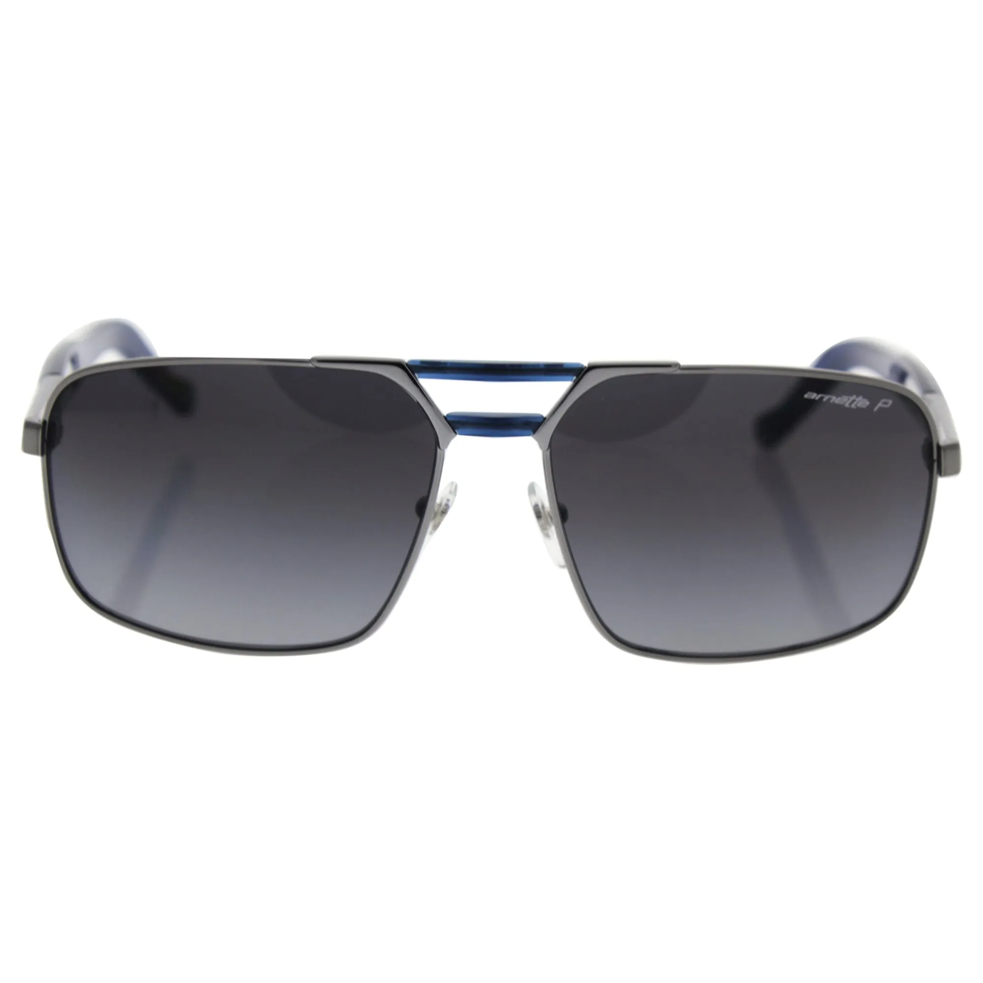 Arnette Men's AN3068 Smokey Rectangular Metal Sunglasses, Gunmetal/Polarized Grey Gradient, 60 mm