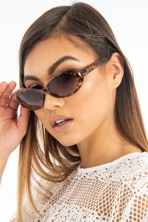 Brown Leopard Oval Frame Sunglasses - Venecia