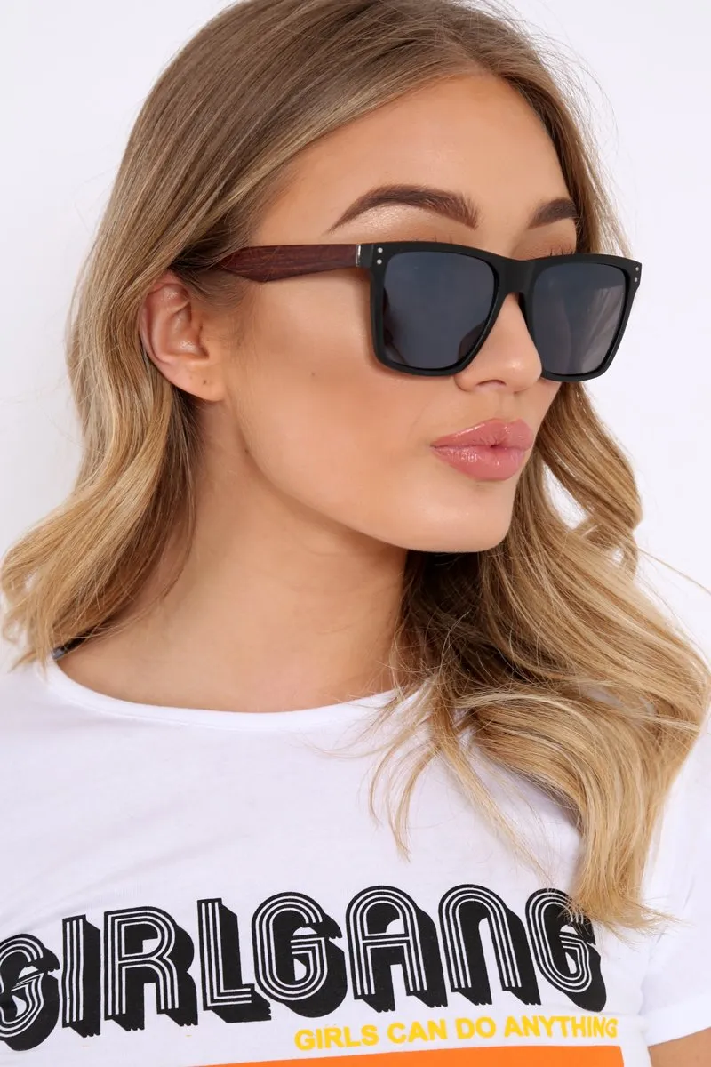 Brown Matt Mirrored Wayfarer Sunglasses - Elva