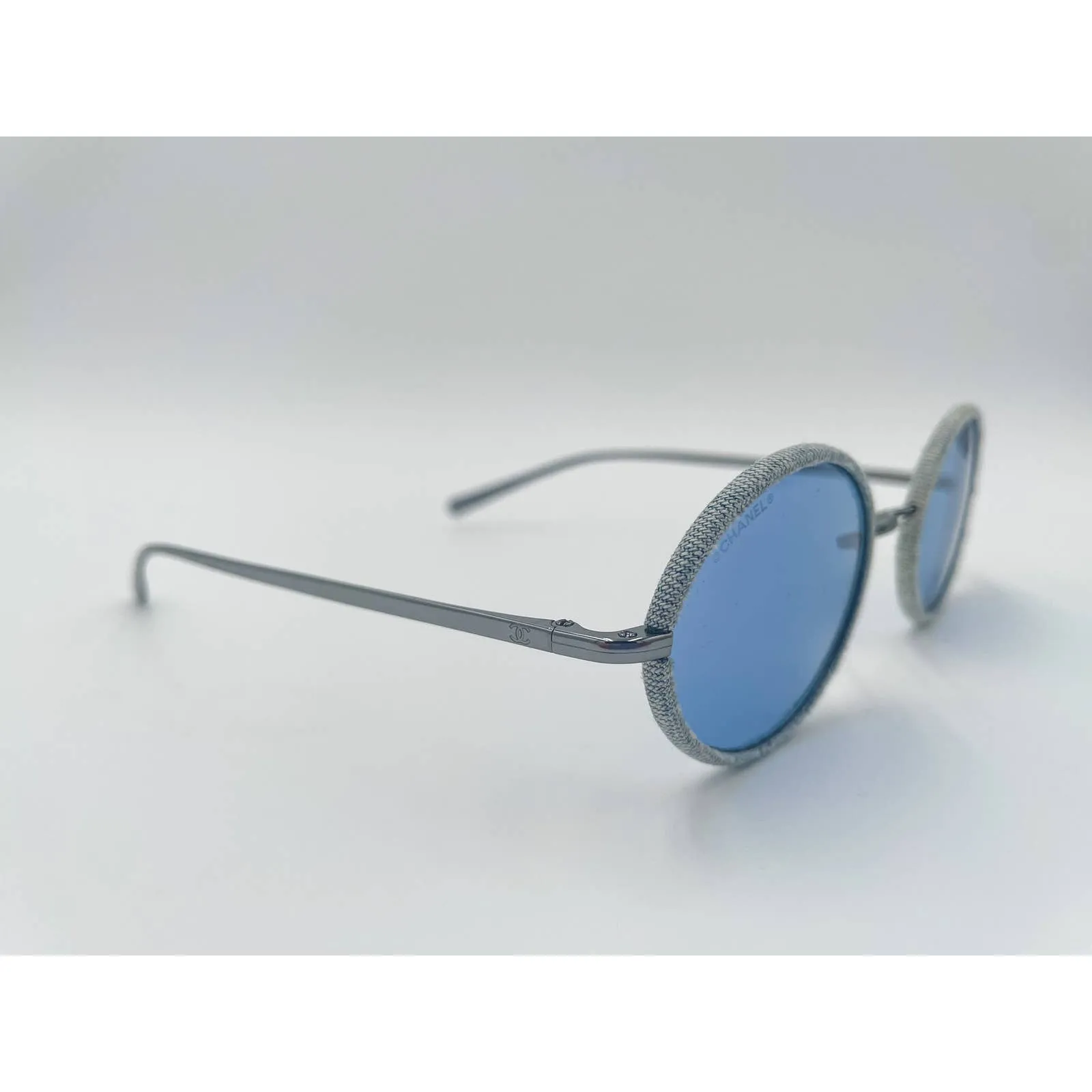 Chanel Metal Denim Oval Sunglasses