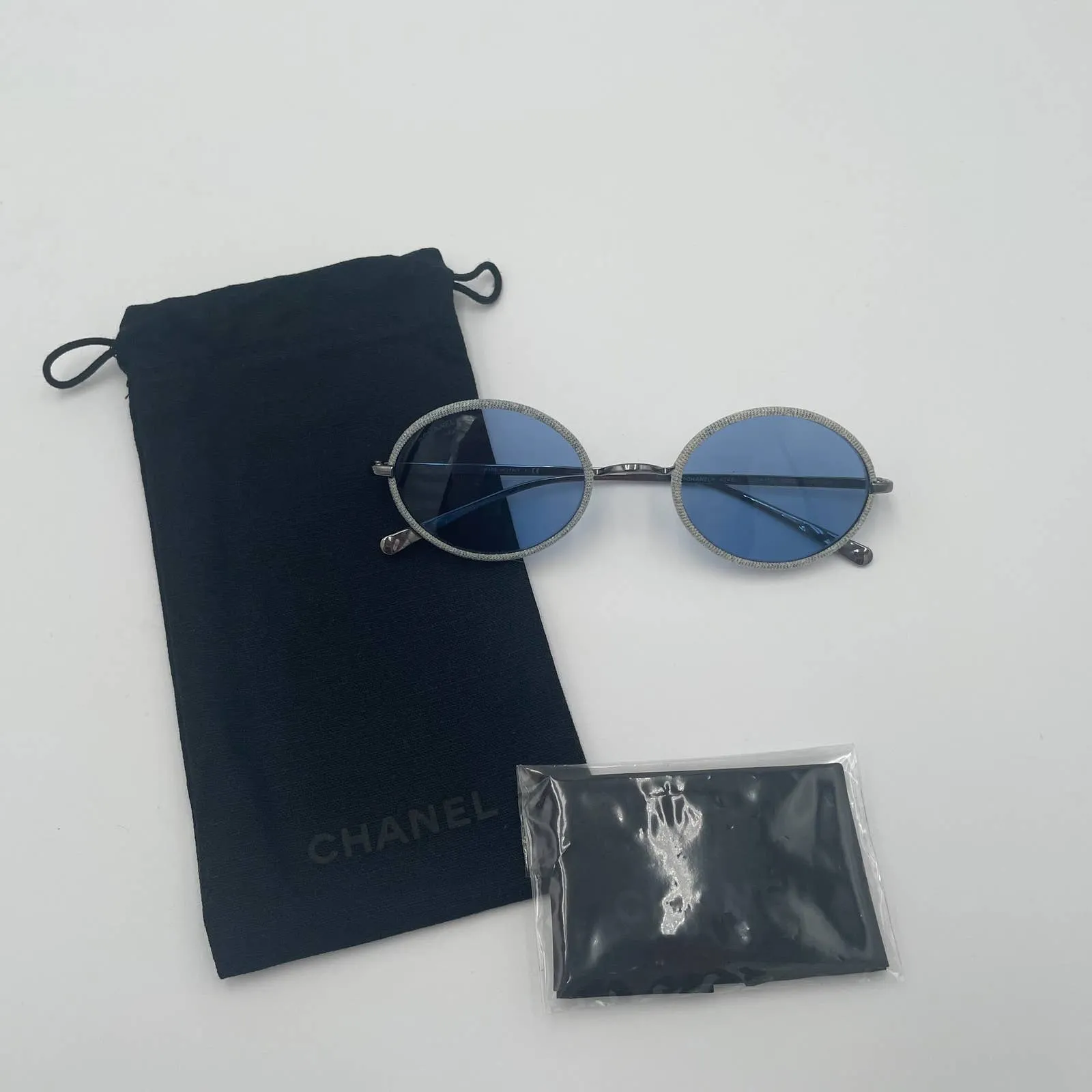 Chanel Metal Denim Oval Sunglasses