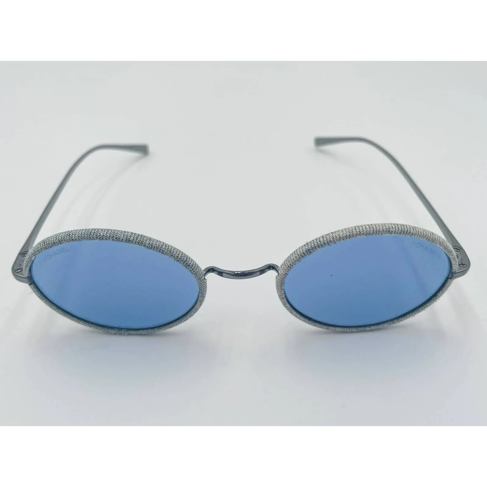 Chanel Metal Denim Oval Sunglasses