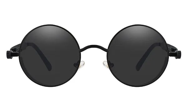 Classy Men All Black Round Vintage Sunglasses