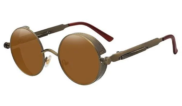 Classy Men Brown Round Vintage Sunglasses