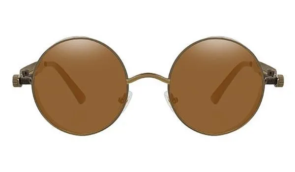 Classy Men Brown Round Vintage Sunglasses