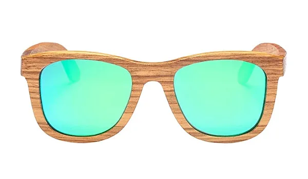 Classy Men Green Polarized Bamboo Wood Sunglasses