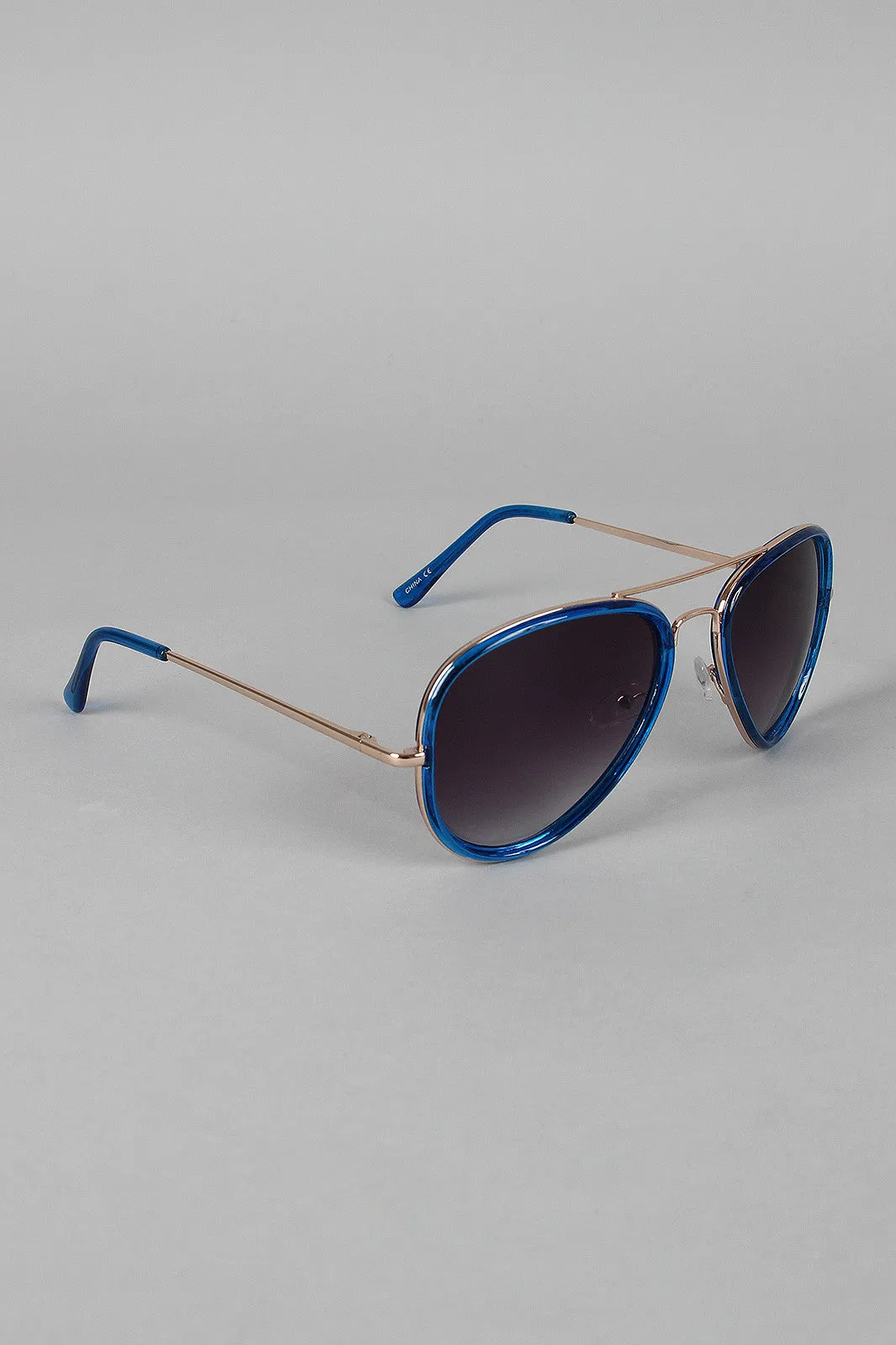 Color Trim Aviator Sunglasses