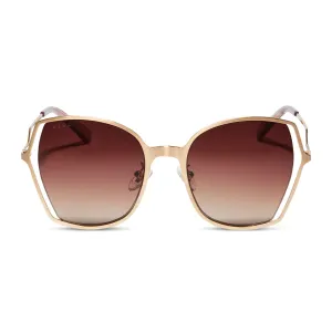 DONNA III - BRUSHED GOLD   TAUPE ROSE GRADIENT SUNGLASSES