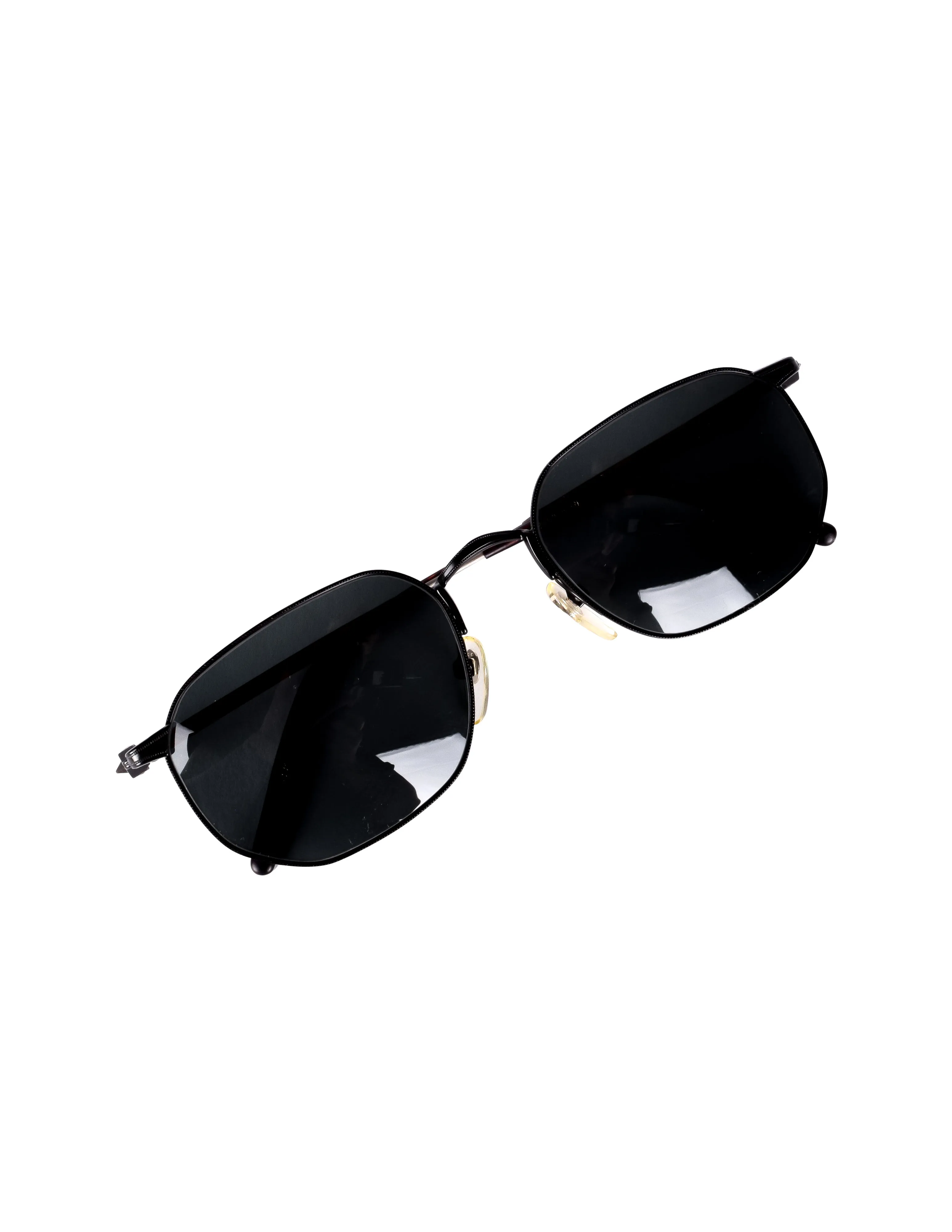 Matsuda Vintage Handmade Black Metal Tortoise Oval Sunglasses 2804