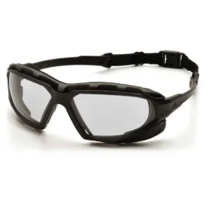 Pyramex SBG5010DT Highlander Plus Foam Padded Sealed Glasses, Black/Gray Frame, Clear H2X Anti-Fog Lens, 1 Each