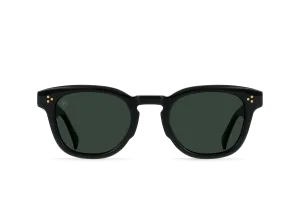 Raen Squire Unisex Round Sunglasses - Recycled Black/Green Polarized