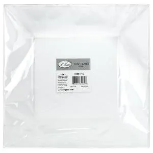 Squares - White 10.75" Square Plastic Dinner Plates (Case Qty: 120)